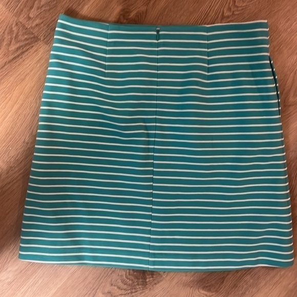 Talbots Cotton Blend Turquoise Pencil Skirt White Stripes w Pockets size 10 - Picture 4 of 5